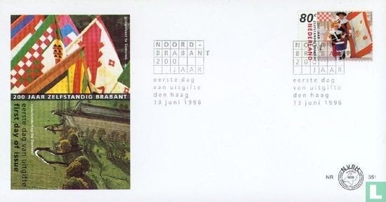 FDC E351 200 jaar Noord Brabant 1996 NL onbeschreven, Ophalen of Verzenden, Nederland