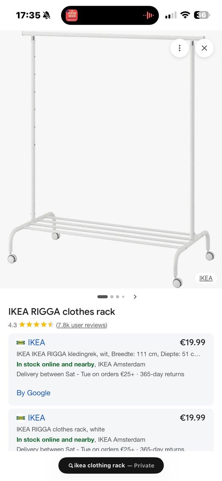 ikea RIGGA clothes rack, Ophalen of Verzenden, Zo goed als nieuw