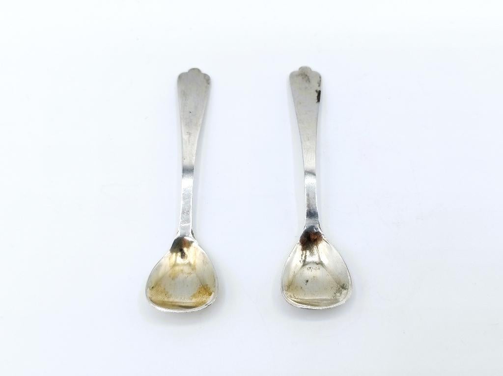 2 Zilveren zoutlepels, 925, Verzenden, Zilver