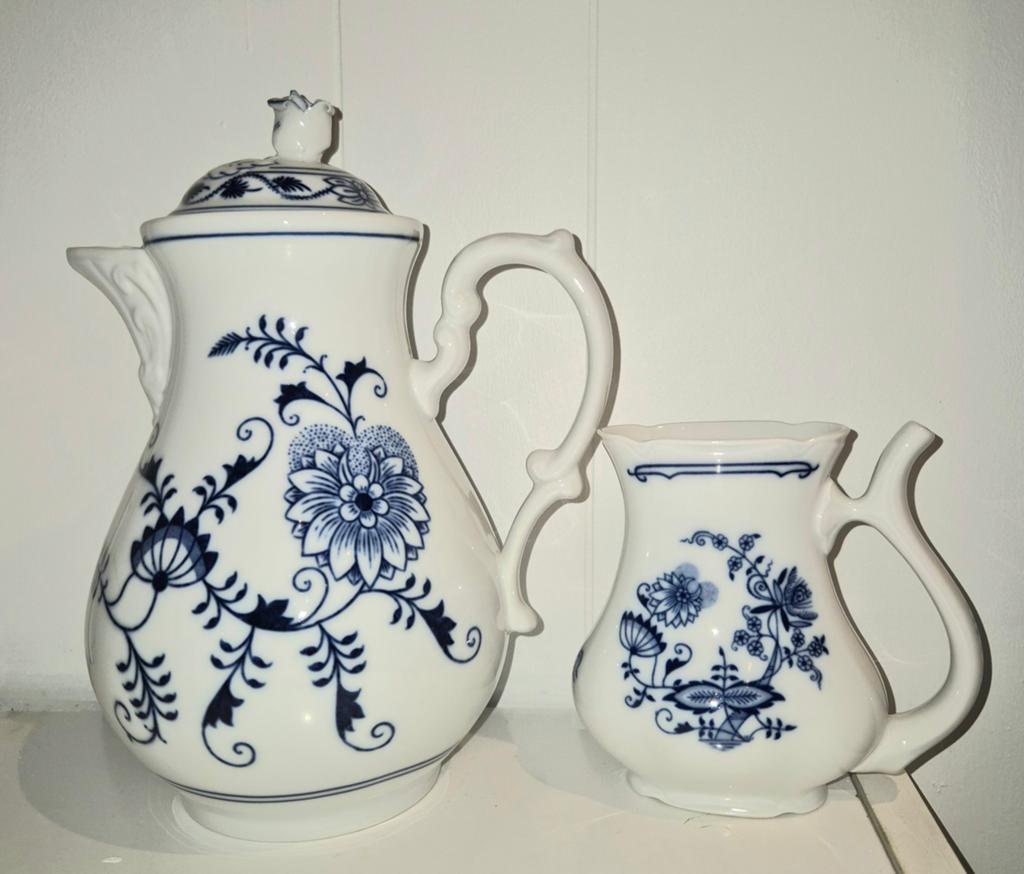 Zwiebelmuster koffiepot en melkkan, Ophalen of Verzenden