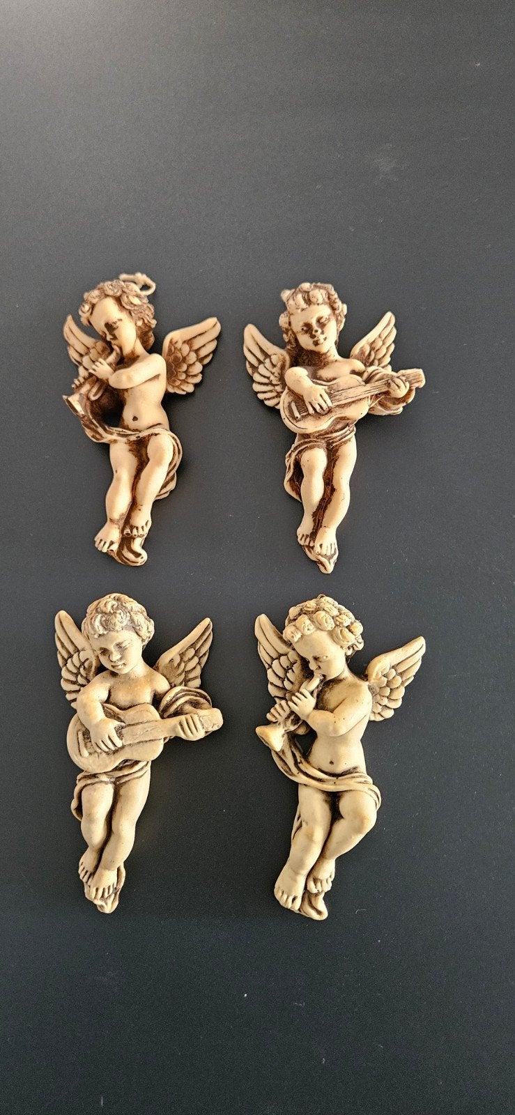 Set van 4 vintage engeltjes beeldjes met muziekinstrumenten, Ophalen