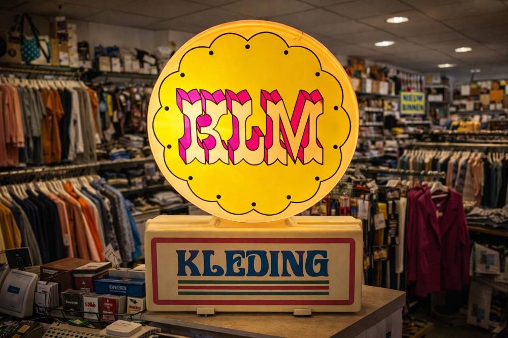 Vintage lichtbak, lichtbakje van KLM kleding (werkkleding)., Ophalen, Gebruikt, ., Lichtbak of (neon) lamp