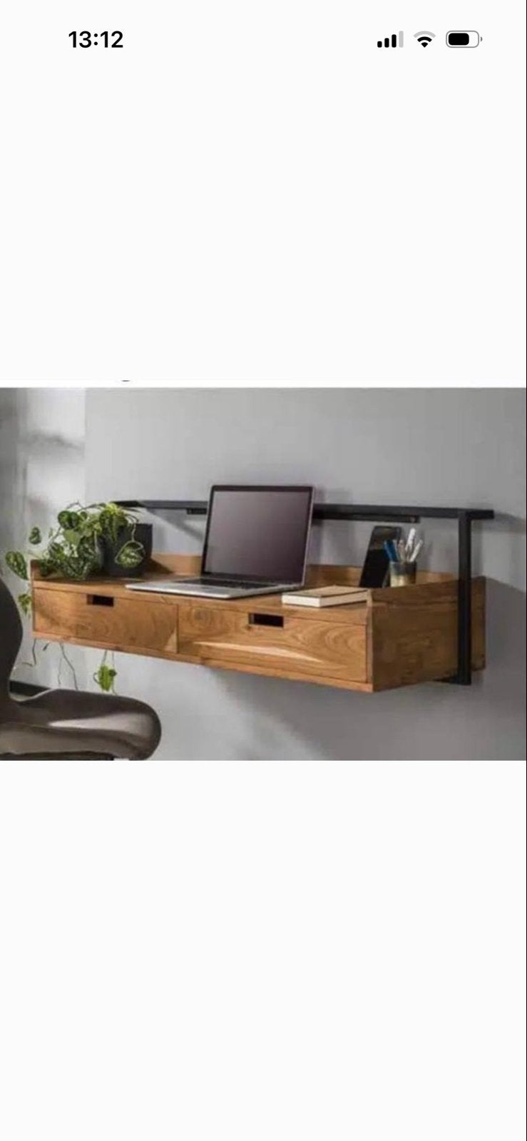 Modern zwevend bureau met opbergruimte, Ophalen, Overige typen, Bruin, Zo goed als nieuw