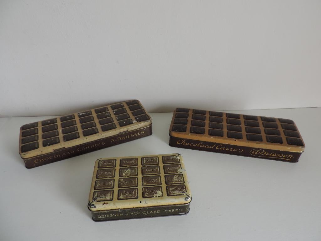 3 Vintage CARRO chocolade blikjes, Verzamelen, Blikken, Ophalen of Verzenden, Gebruikt, Overige