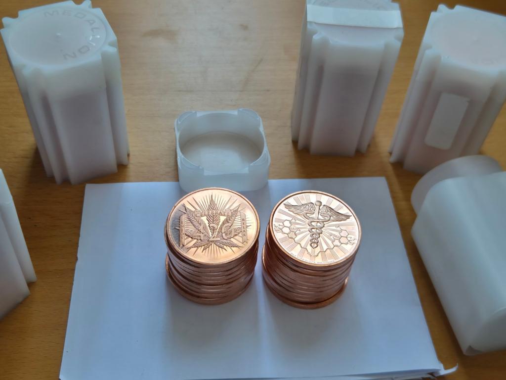 Tube met 20 koperen munten. 1 avdp oz Copper Round. Koper!, Ophalen of Verzenden, Koper