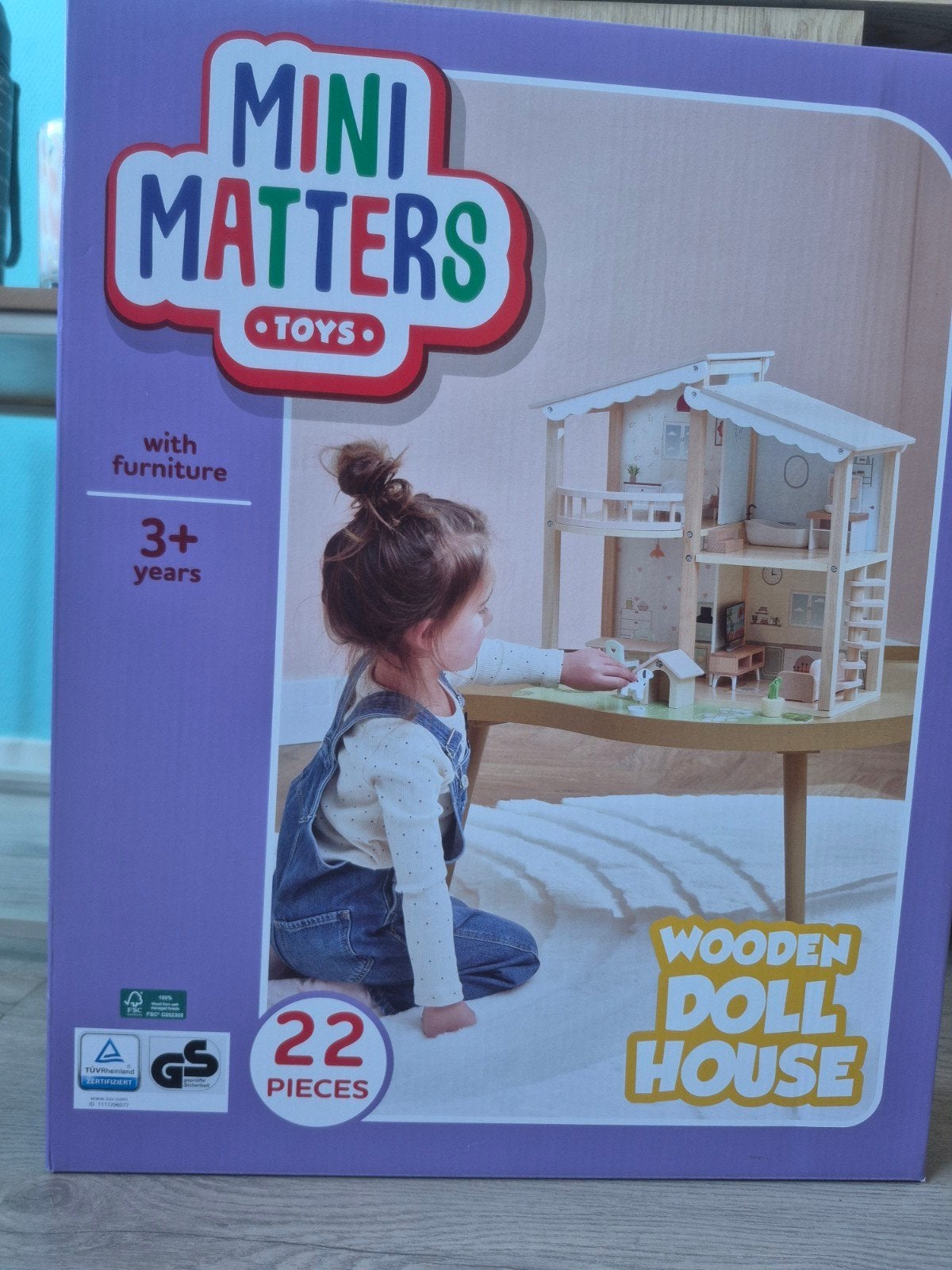 Mini Matters Houten Poppenhuis met Meubels - Nieuw!, Kinderen en Baby's, Ophalen, Nieuw, Poppenhuis