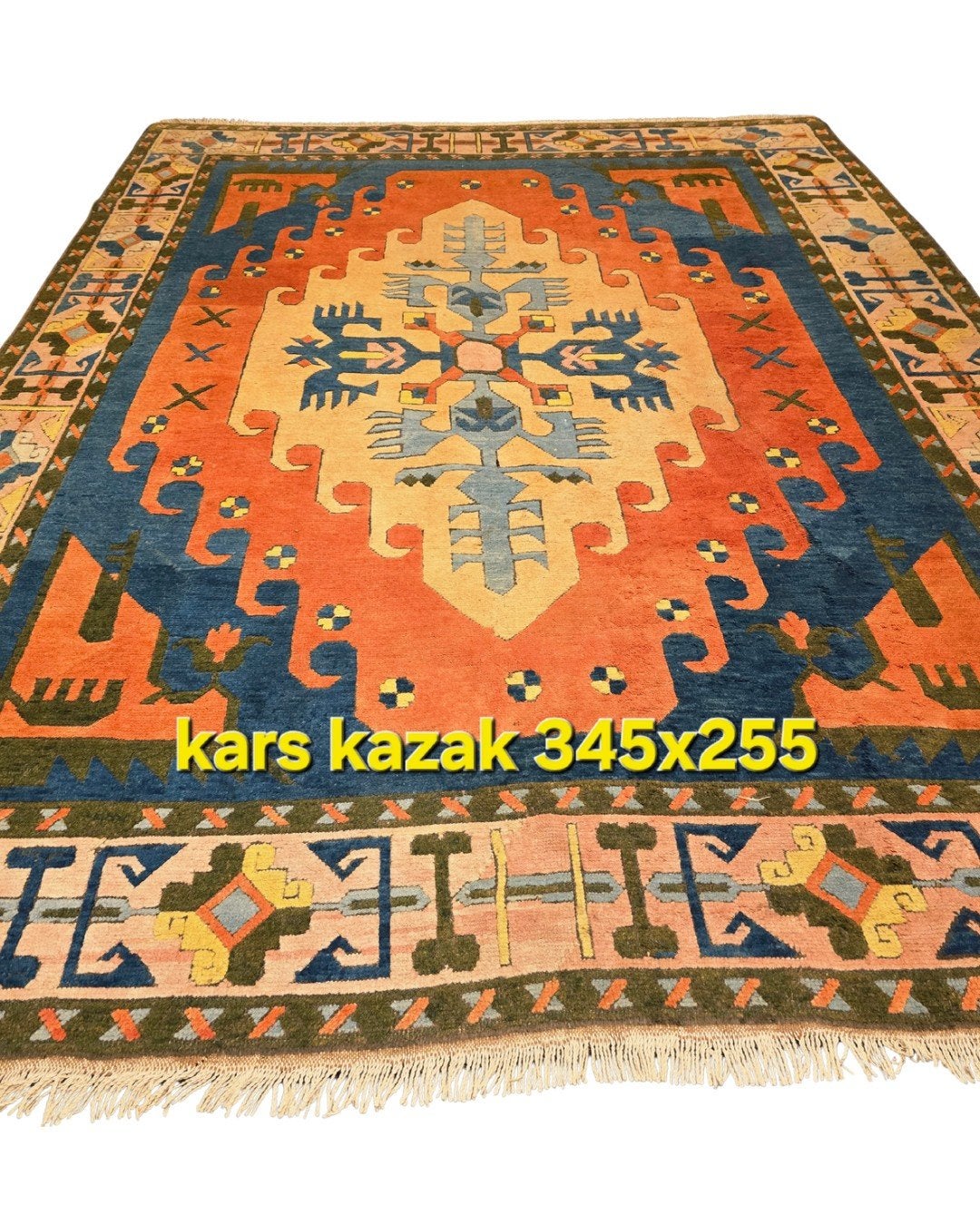 Groot Perzisch Tapijt Kars Kazak 345x255 wollen vloerkleed, 1185VB, De handelmaatschappij, Groot Perzisch tapijt wollen vloerkleed handgeknoopt