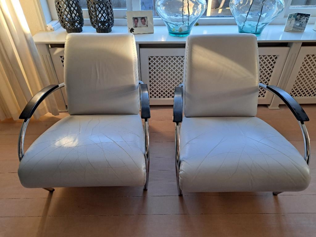 2 Gelderland fauteuils, Ophalen, Gebruikt, 50 tot 75 cm, Leer