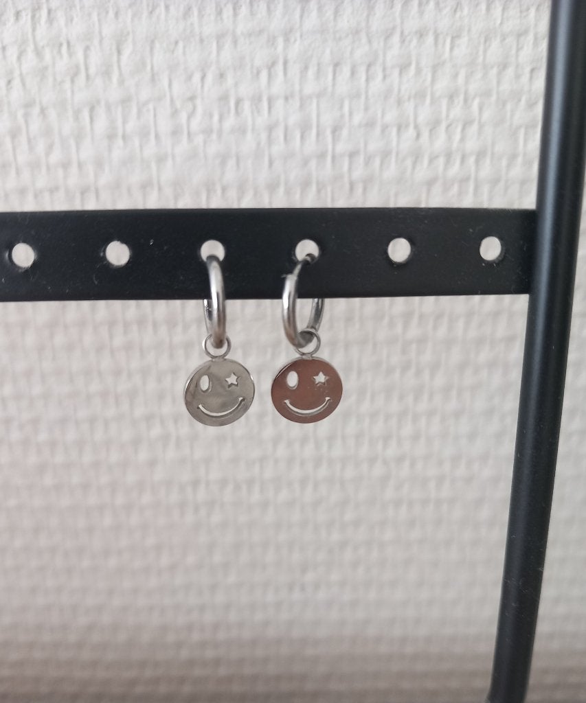 Smiley oorbellen, Hangers, Nieuw, Ophalen of Verzenden, Zilver