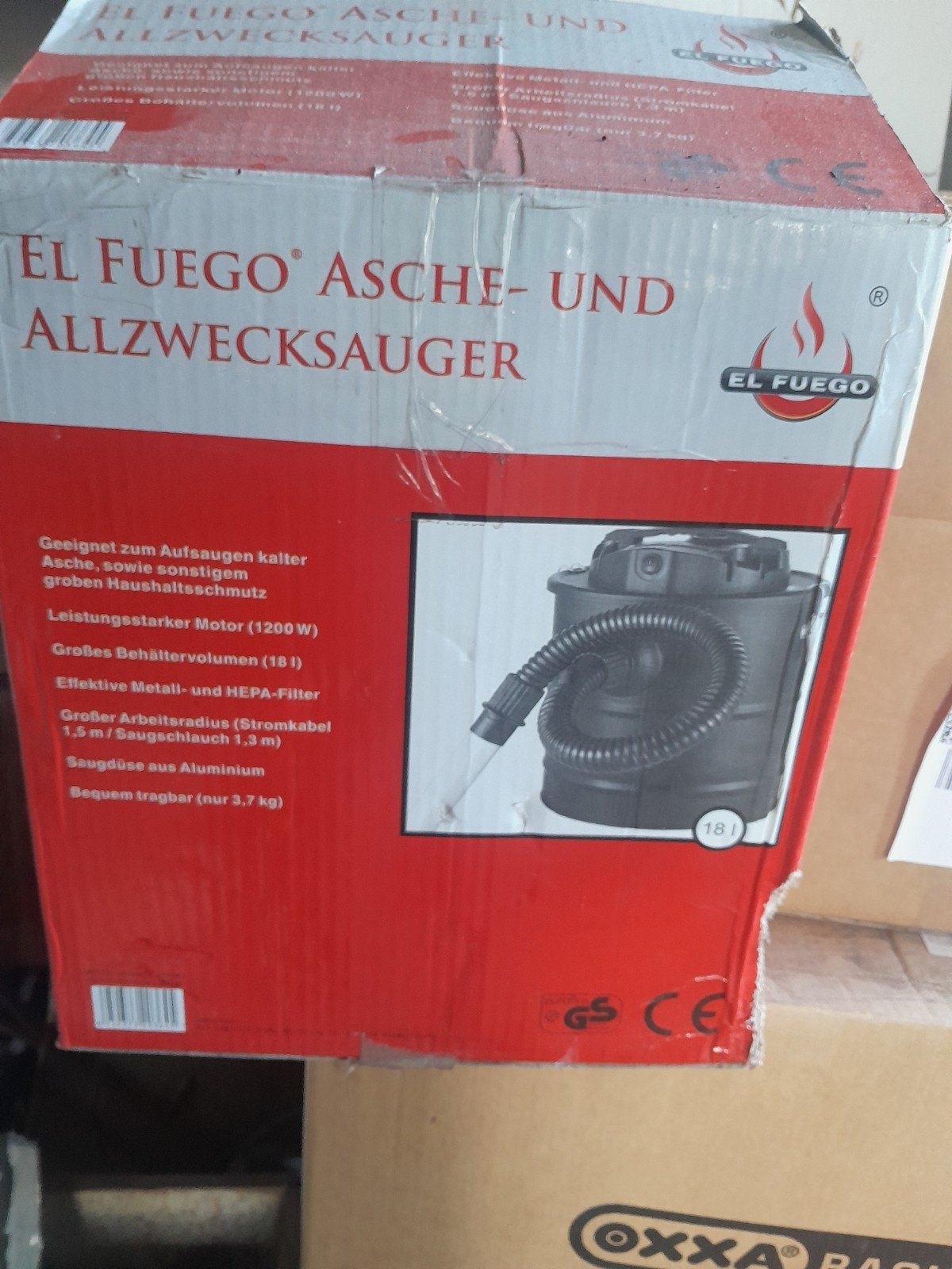 El Fuego As- en Alleszuiger 1200W - 18L Reservoir, Ophalen, Overige merken, Nieuw, Industriële stofzuiger