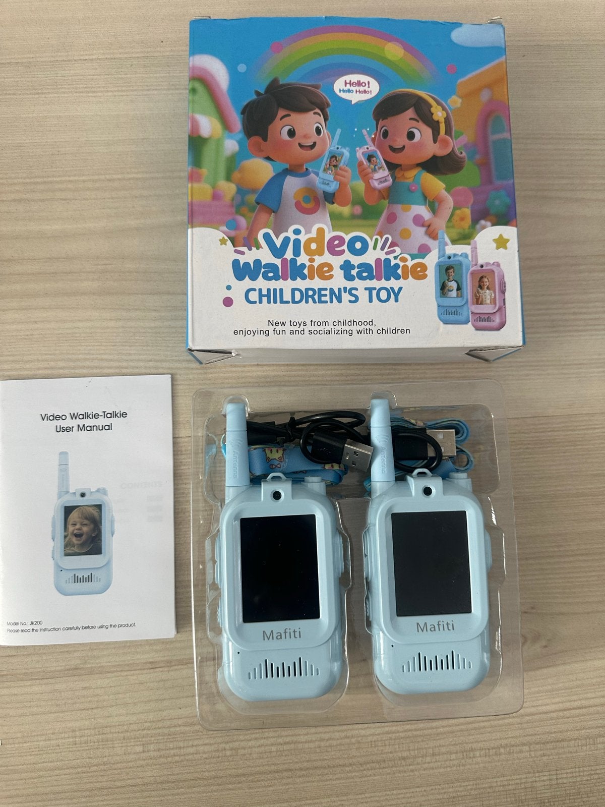 Mafiti Video Walkie Talkie Kinderen - Blauw (2 stuks), Telecommunicatie, Portofoons en Walkie-talkies, Ophalen of Verzenden, Nieuw