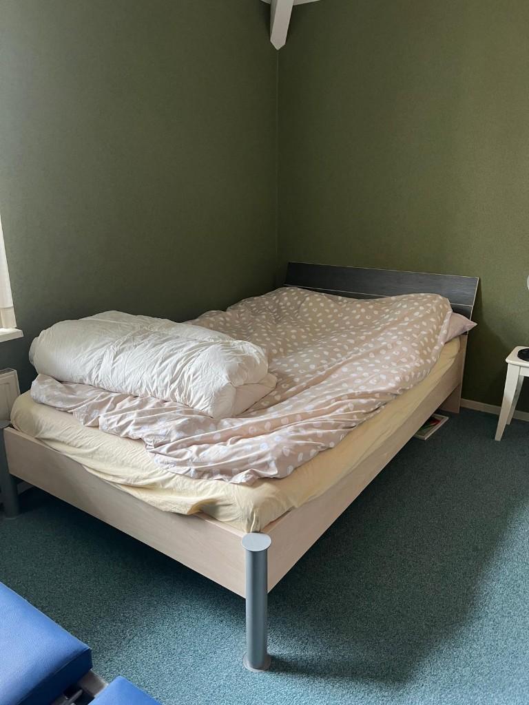 Twijfelaar bed 120x200cm, Ophalen, Gebruikt, Beige, Twijfelaar