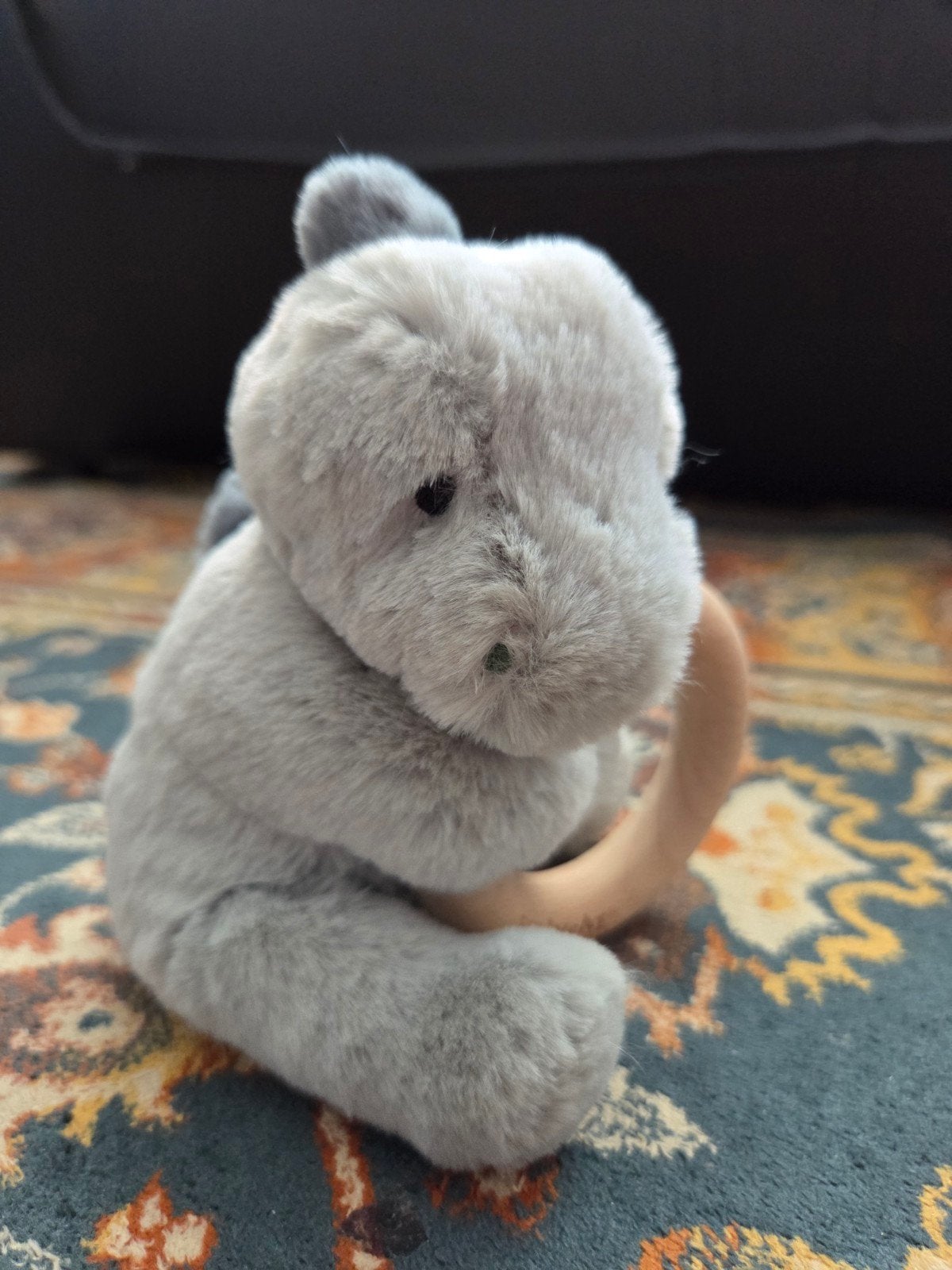 Jellycat Rammelaar Olifant met Houten Ring, Ophalen of Verzenden, Zo goed als nieuw, Rammelaar