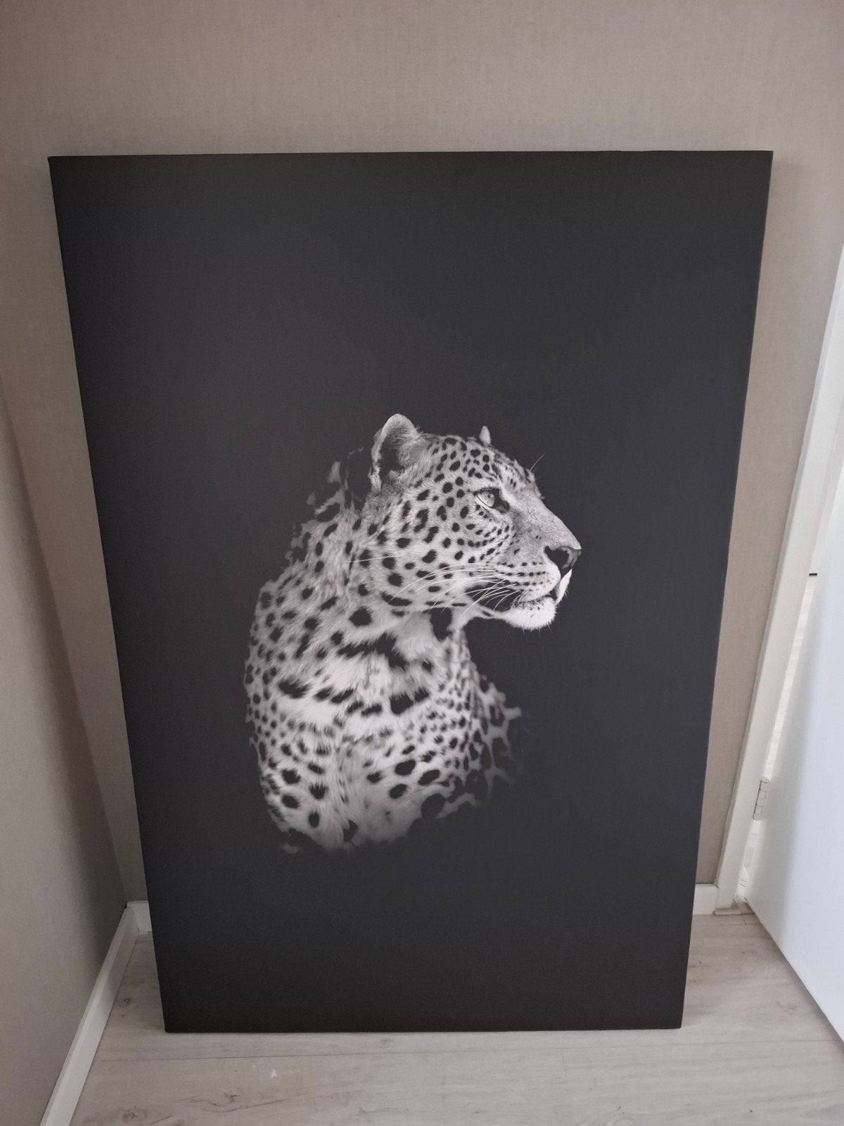 Canvas doek 70x120 cm met luipaard print, als nieuw, Ophalen, Op houten frame, Dieren, Print