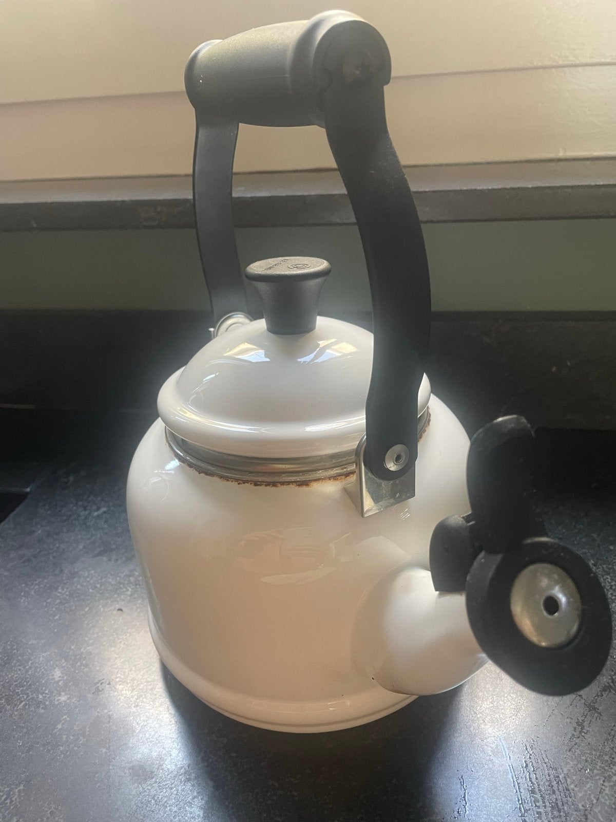 Le Creuset fluitketel wit, Gebruikt, Metaal, Wit, Le Creuset