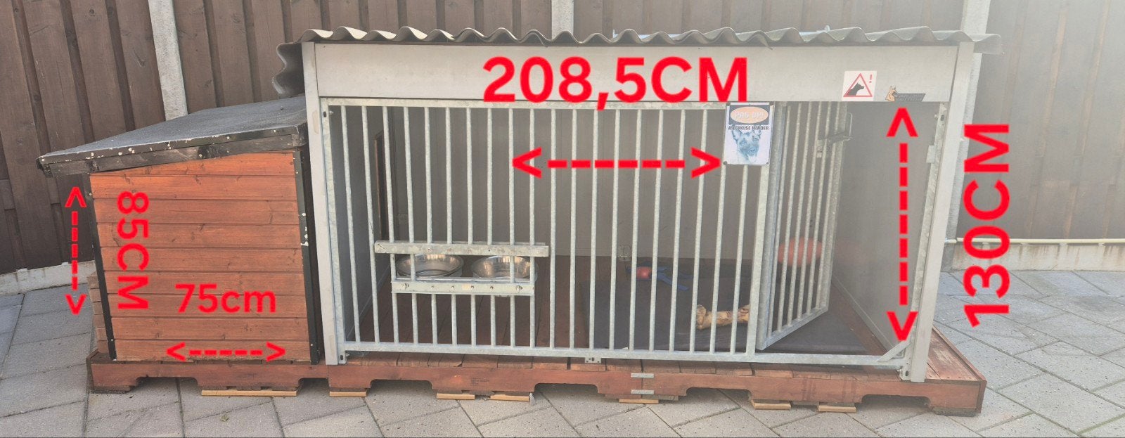 Hondenkennel incl. geïsoleerd nachthok., Dieren en Toebehoren, Hondenhokken, Ophalen, Hondenkennel, 100 cm of meer, 110 cm of meer
