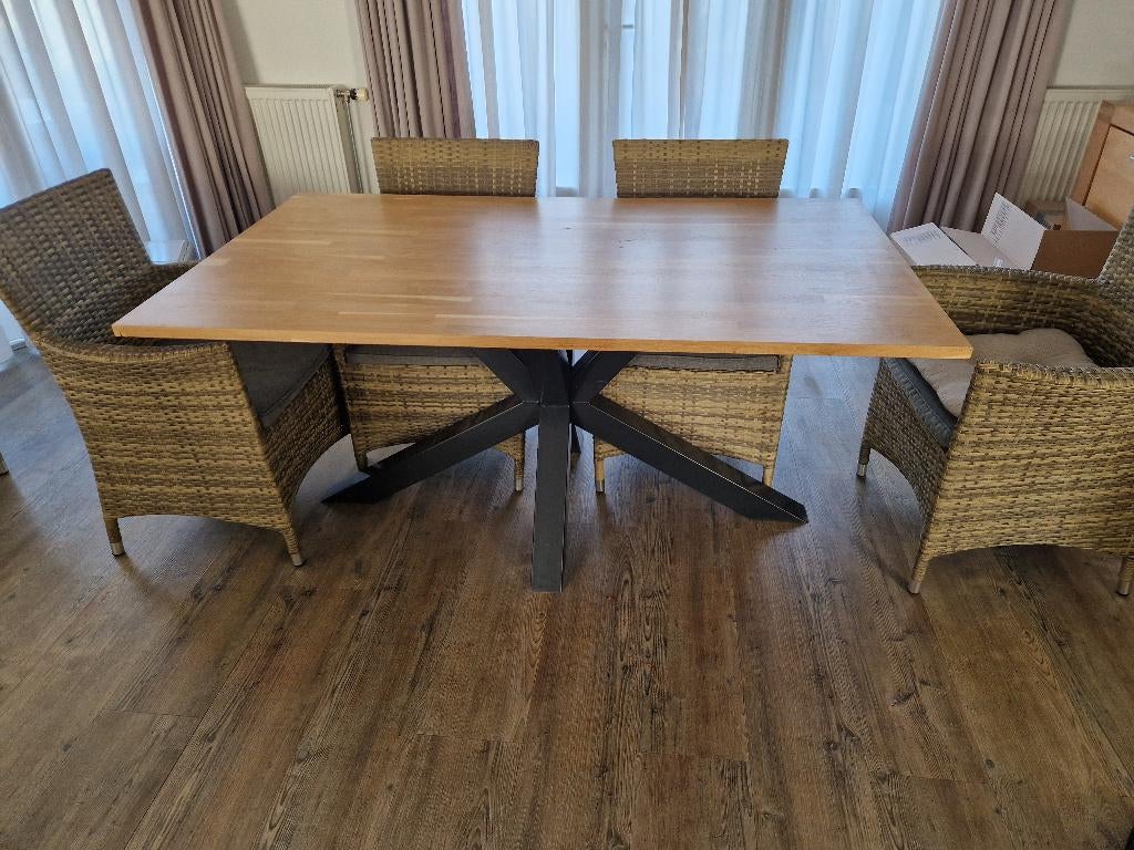 Eiken eethoektafel, Huis en Inrichting, Zo goed als nieuw, Vijf personen of meer, 150 tot 200 cm, Rechthoekig