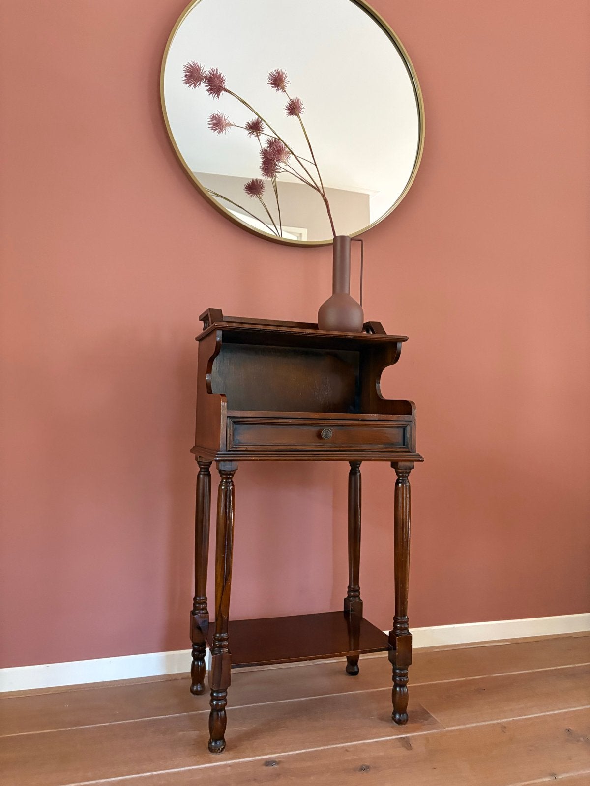 Vintage kastje bijzettafel met lade en plank - B45 D30 H90, Ophalen of Verzenden
