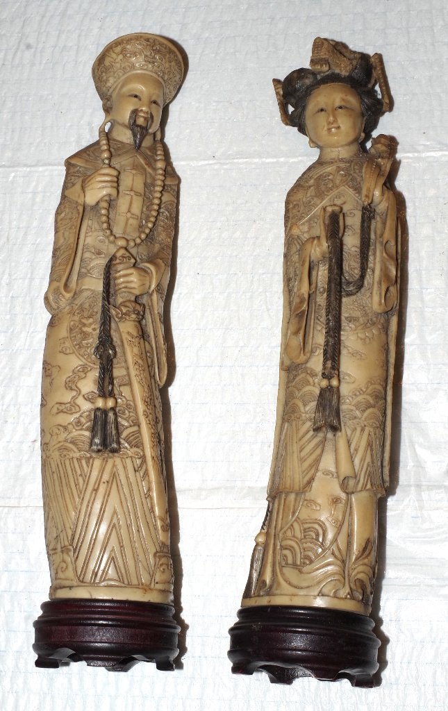 Chinese echtpaar, Antiek en Kunst, Ophalen, Groep mensen, Natuurlijk materiaal, 20 - 50 cm