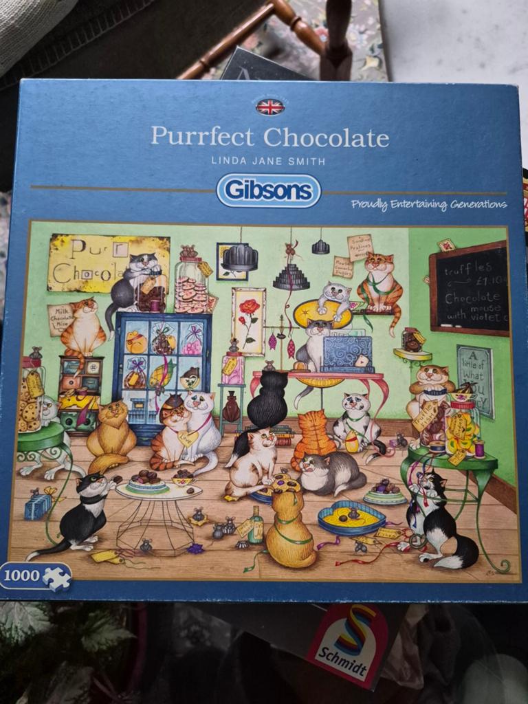 Gibsons Purrfect Chocolate Katten Puzzel 1000 Stukjes, Ophalen of Verzenden, 500 t/m 1500 stukjes, Gebruikt, Legpuzzel