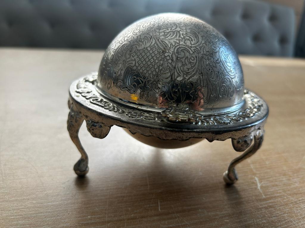 Vintage Verzilverde Botervloot - Made in England, Ophalen of Verzenden, Zilver