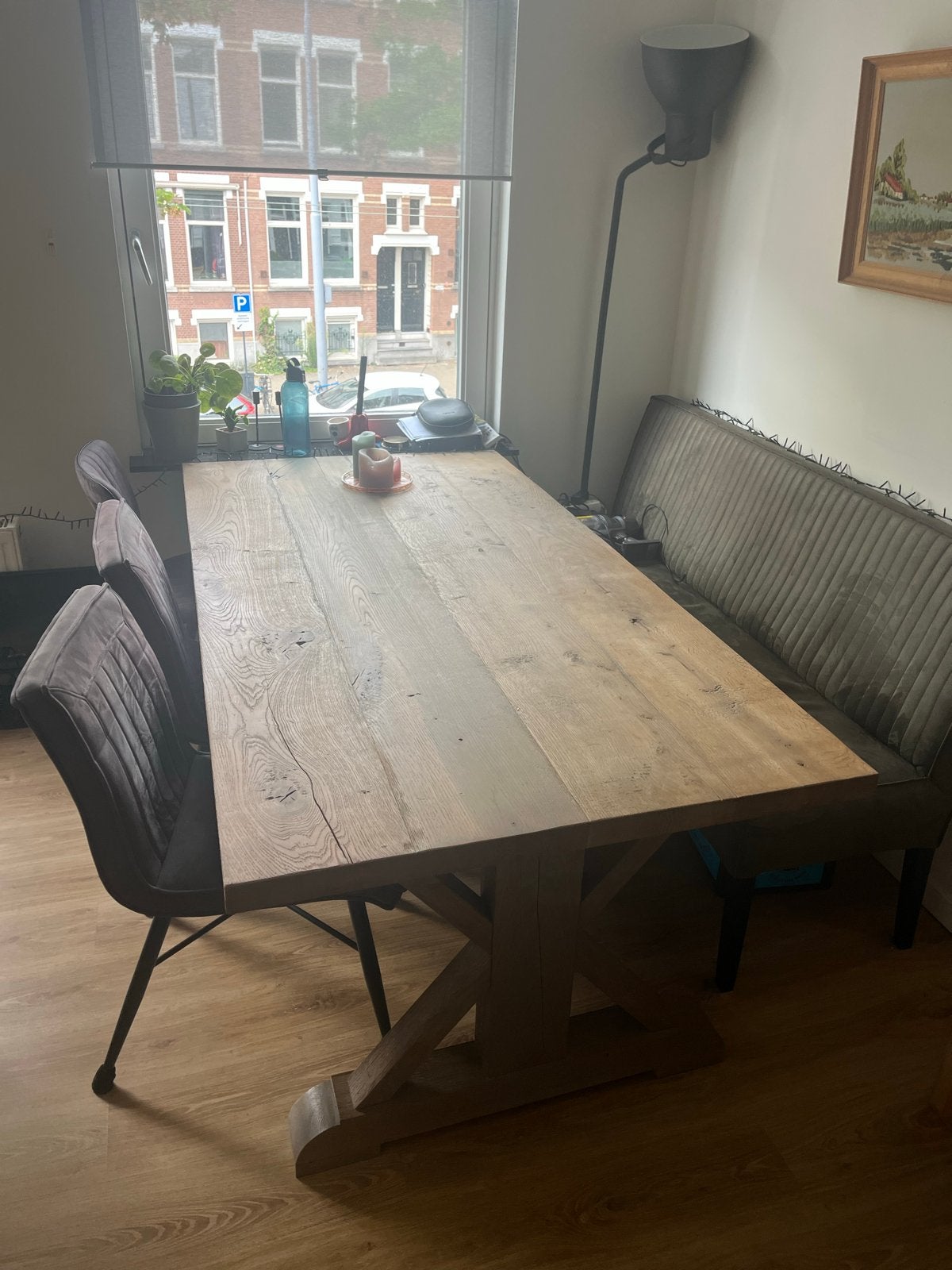 Eikenhouten eettafel, Huis en Inrichting, Ophalen, Gebruikt, Eikenhout, 50 tot 100 cm