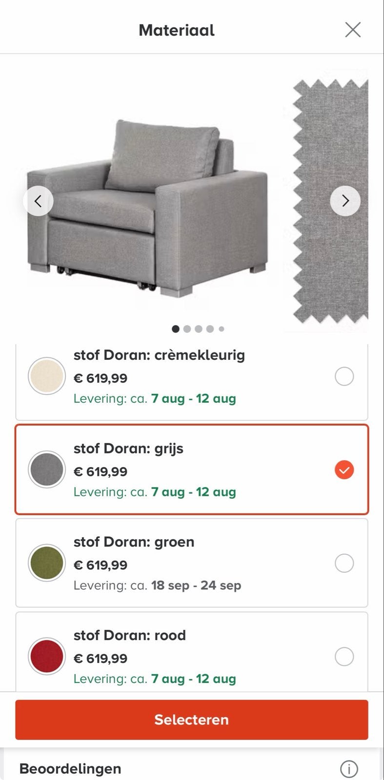 Grijze slaapfauteuil - slaapbank - slaapstoel, Ophalen, Eenpersoons, 75 tot 100 cm, Zo goed als nieuw