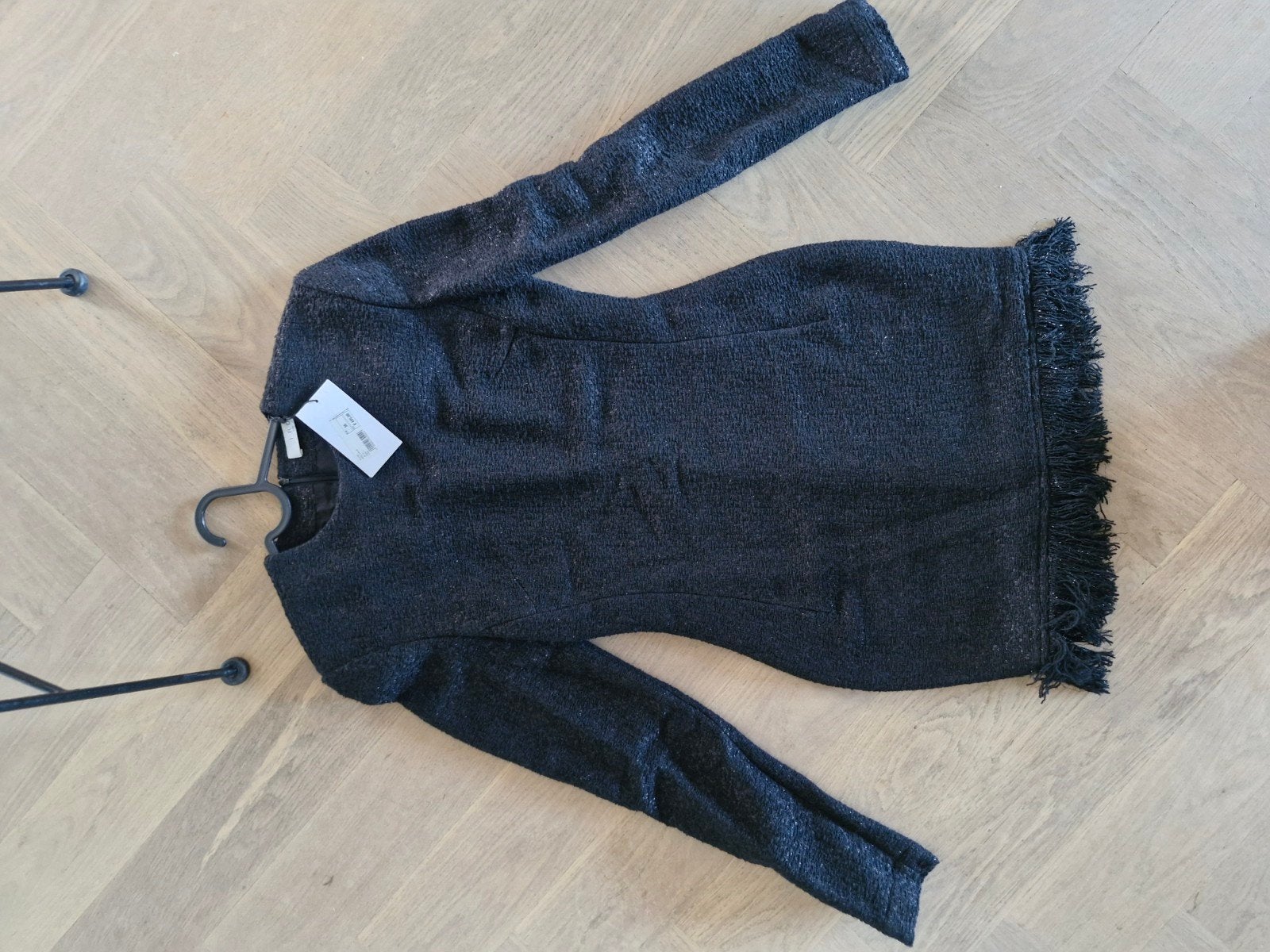 IRO Gevoerde zwarte Jurk met Glitter en Franjes -maat 36 Nie, Zwart, Nieuw, Ophalen of Verzenden, Maat 36 (S)