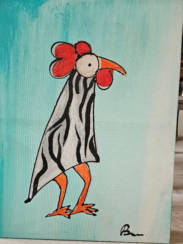 Schilderij fantasie haan, Antiek en Kunst, Kunst | Schilderijen | Klassiek, Ophalen, Overige stijlen, Doek, Dieren