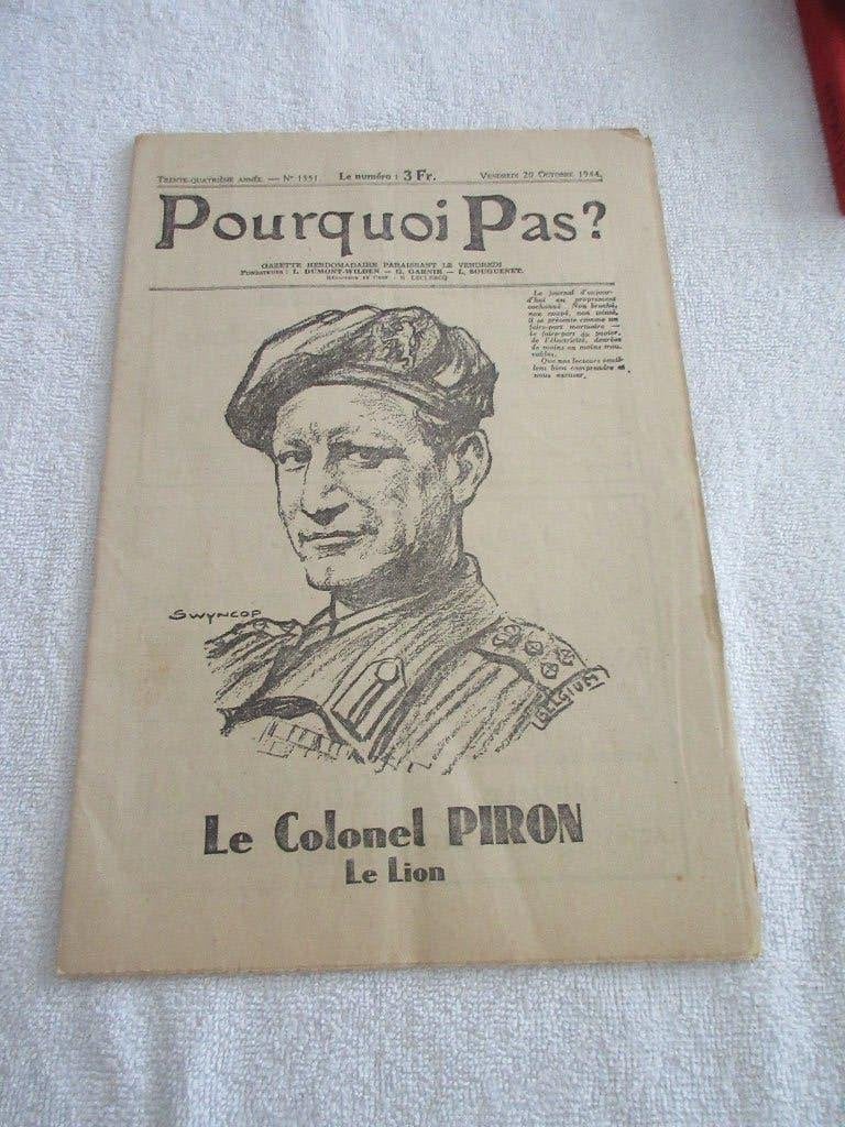 Blad Pourquoi Pas? Colonel Piron Le Lion 20 octobre 1944., Ophalen of Verzenden, Overige soorten, Overige gebieden, Boek of Tijdschrift