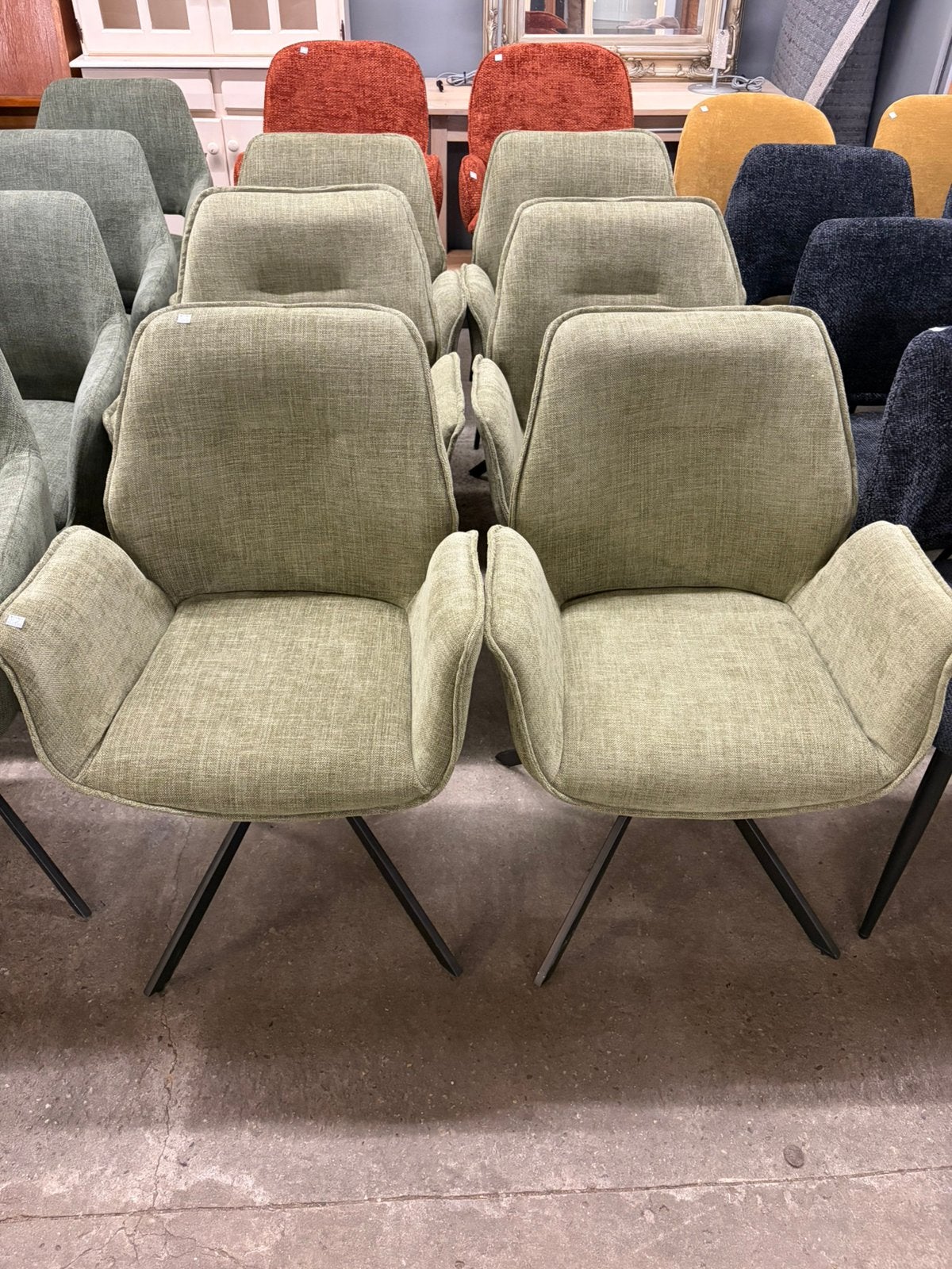 6 groene stoffen draai eetkamerstoelen - Nieuw!, Ophalen, ., ., Eén