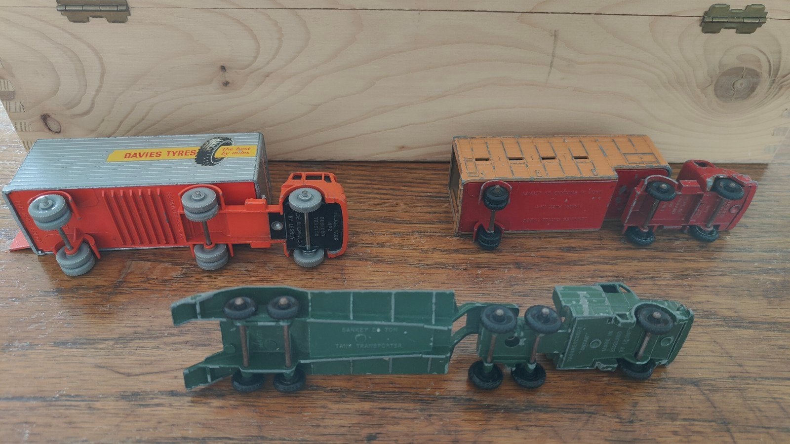 Drie Lesney Matchbox vrachtwagens: nr. 2B, 3A, 7, Ophalen of Verzenden, Gebruikt