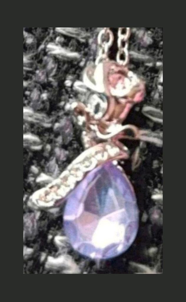 Ketting waterdrop roos paarse steen, Met hanger, Verzenden, Nieuw, Steen of Mineraal