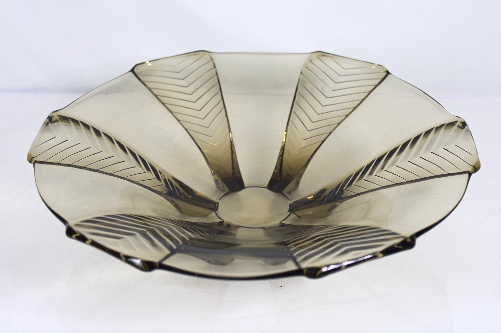 Art Deco Glazen Fruitschaal -August Walther & Sohne, 30 cm, Ophalen of Verzenden