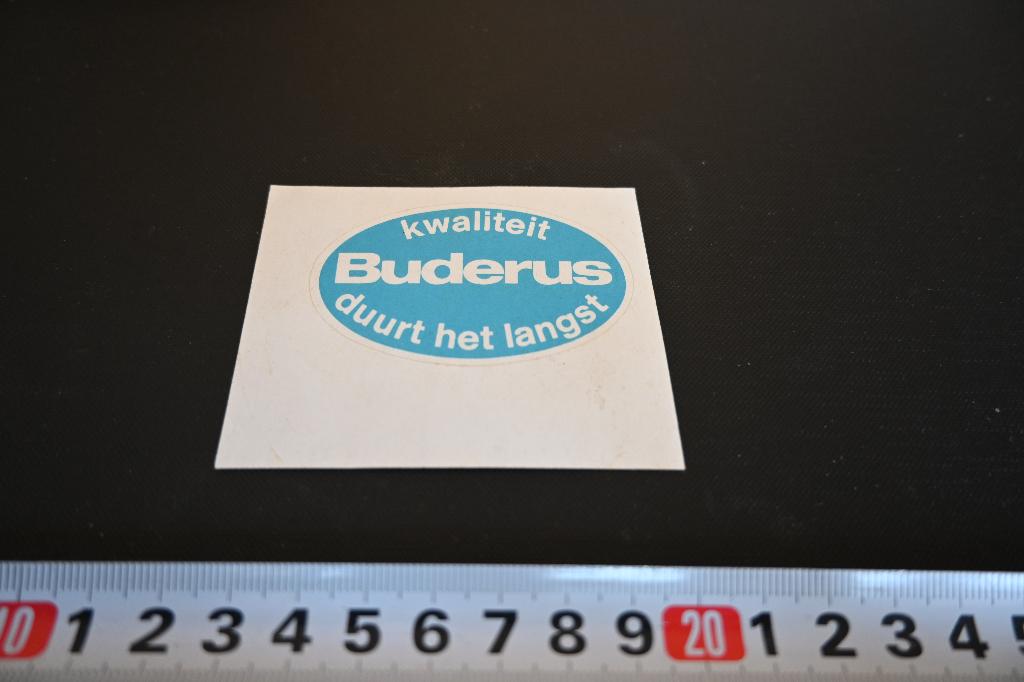 sticker BUDERUS kwaliteit duurt het langst *, Ophalen, Zo goed als nieuw