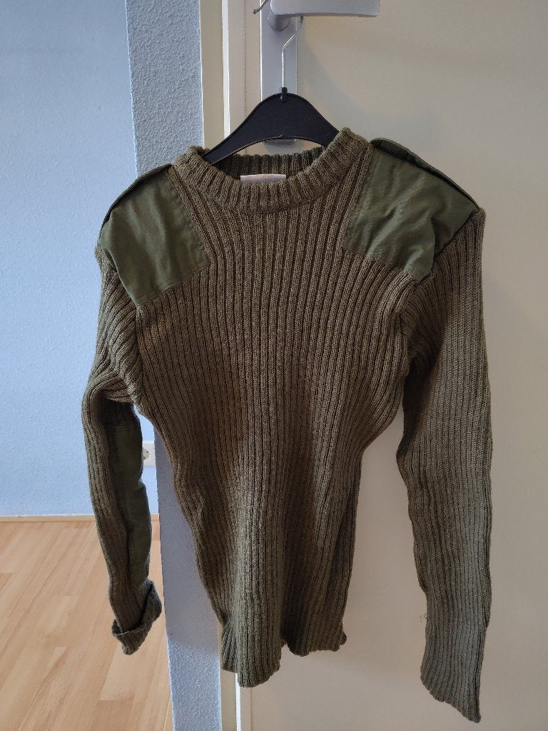 Vintage Legertrui - Groen Gebreide Militaire Pullover, Ophalen of Verzenden, Landmacht, Nederland, Kleding of Schoenen