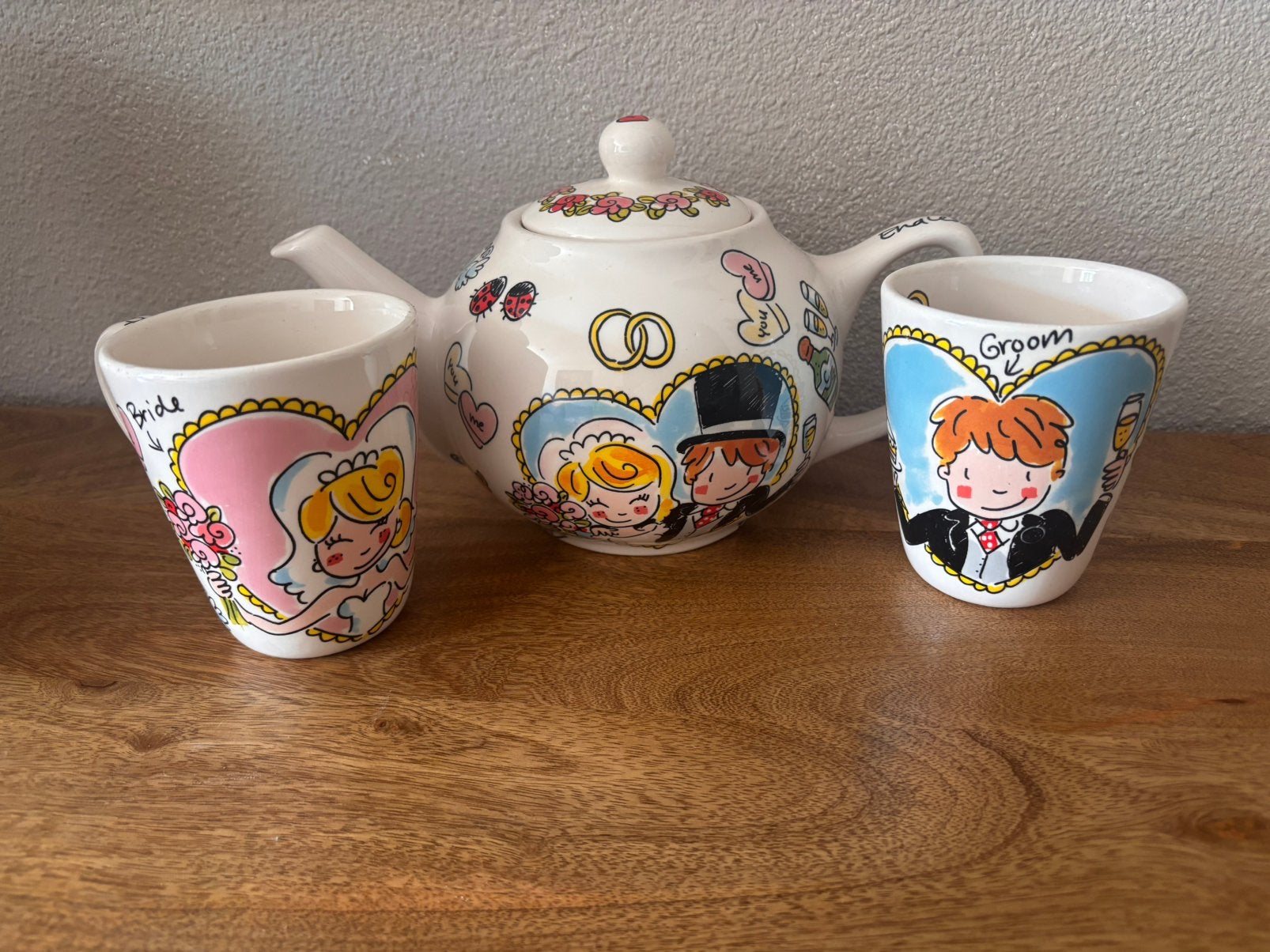 Blond Amsterdam Thee set Bruiloft, Huis en Inrichting, Ophalen, Zo goed als nieuw, Theepot, Aardewerk