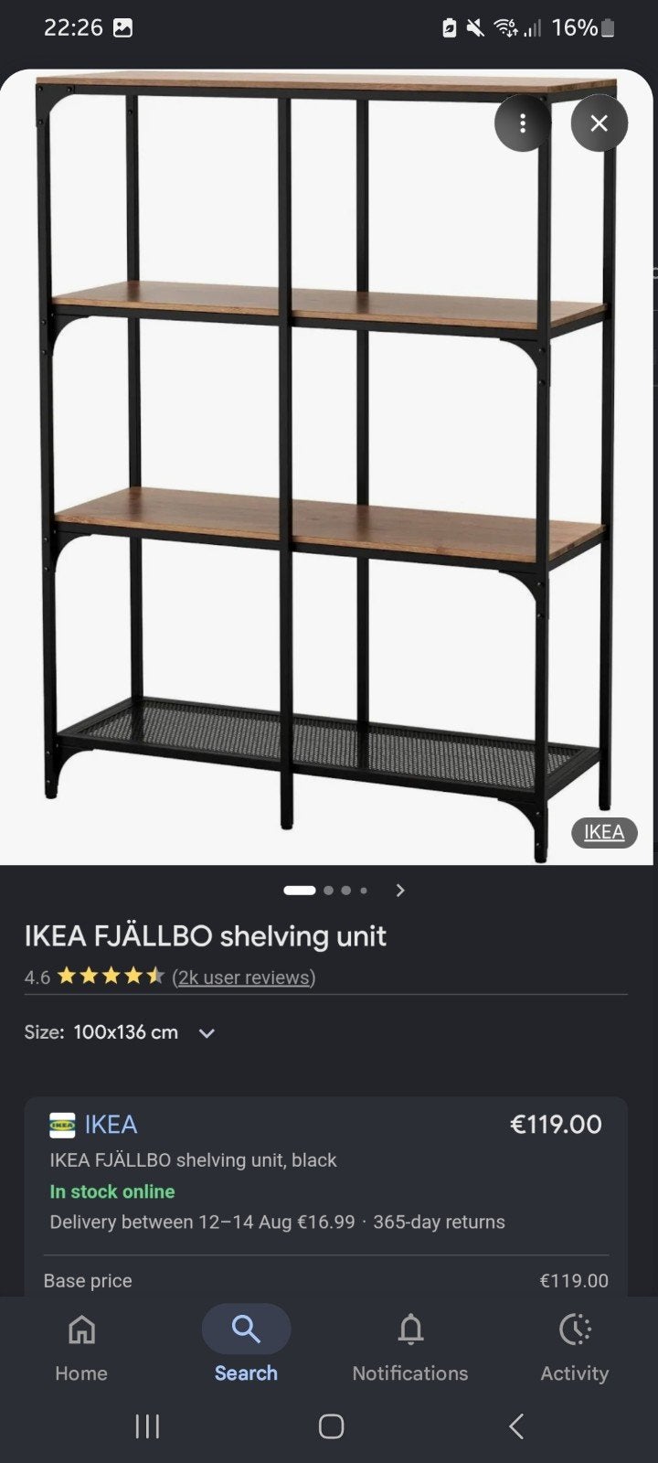 IKEA FJÄLLBO stellingkast, Met plank(en), 100 tot 150 cm, Industrieel, Modern, 50 tot 100 cm