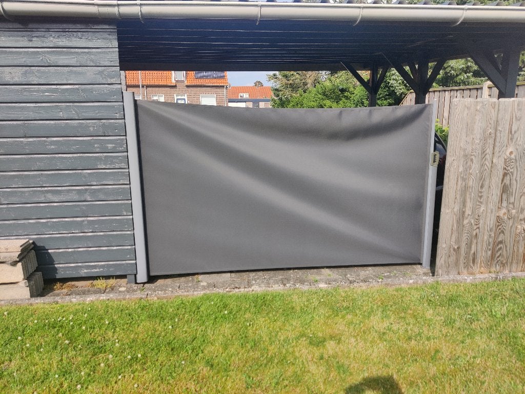 ACAZA Windscherm Tuinscherm 300 x 160 cm Grijs uittrekbaar, Ophalen, Uittrekbaar, Zo goed als nieuw