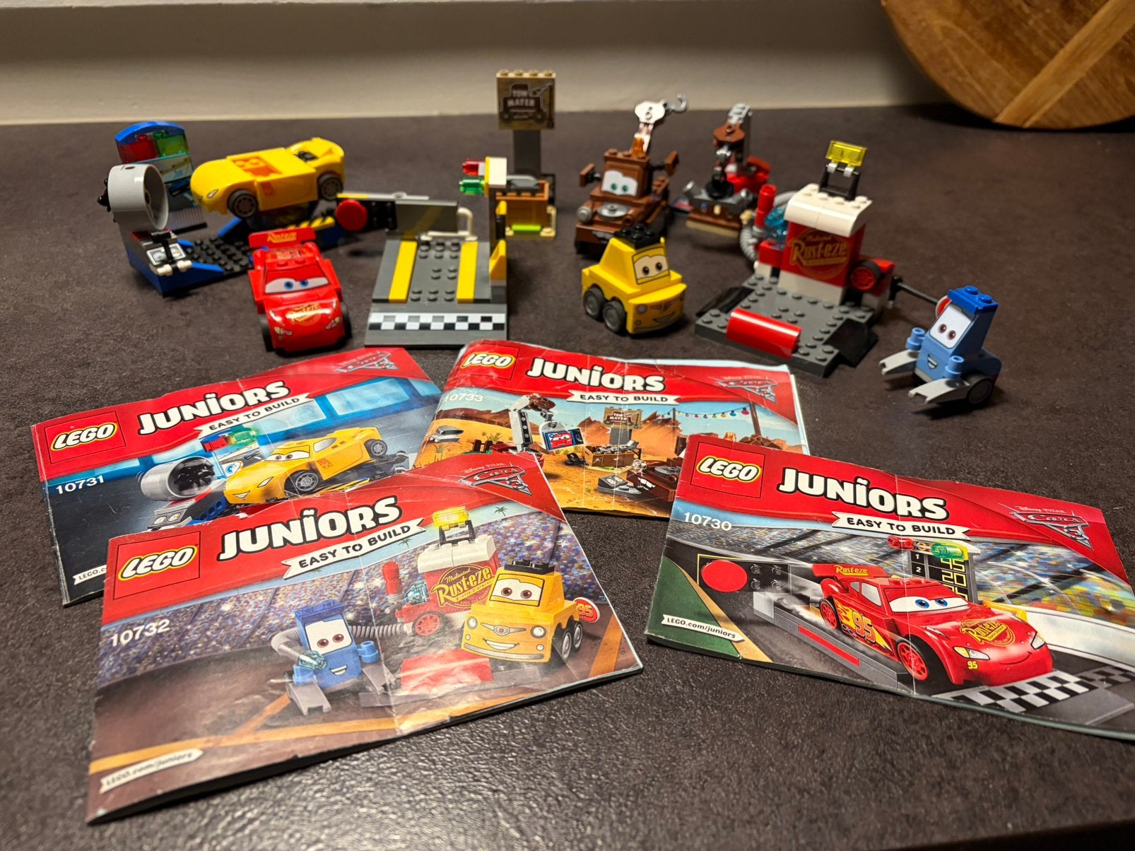 LEGO Disney Cars Juniors 4 sets (10730, 10731, 10732, 10733), Gebruikt, Lego, Ophalen of Verzenden, Disney