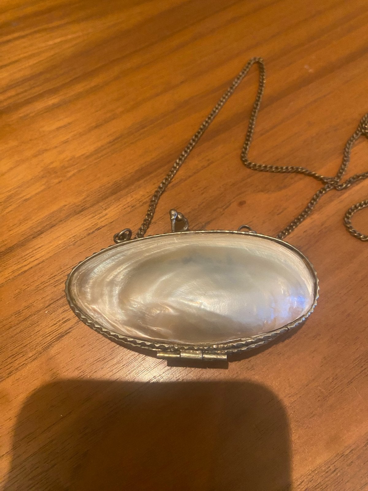 Parelmoer doosje met ketting - Rozenkrans opbergdoosje, Ophalen of Verzenden