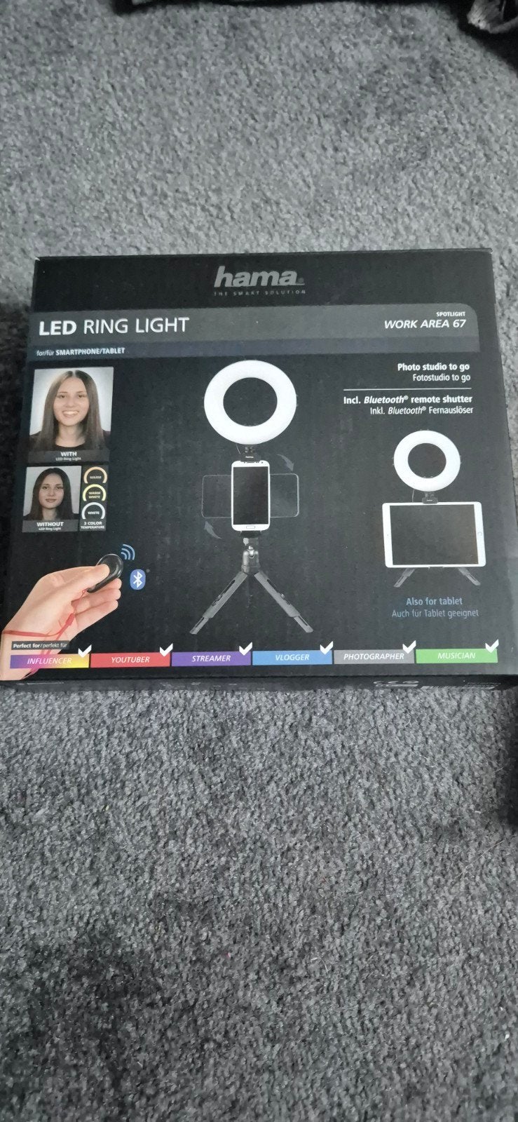 Hama LED Ring Light Work Area 67 - Zo goed als nieuw, Ophalen of Verzenden, Zo goed als nieuw, Draadloos, Lamp of Flitsset