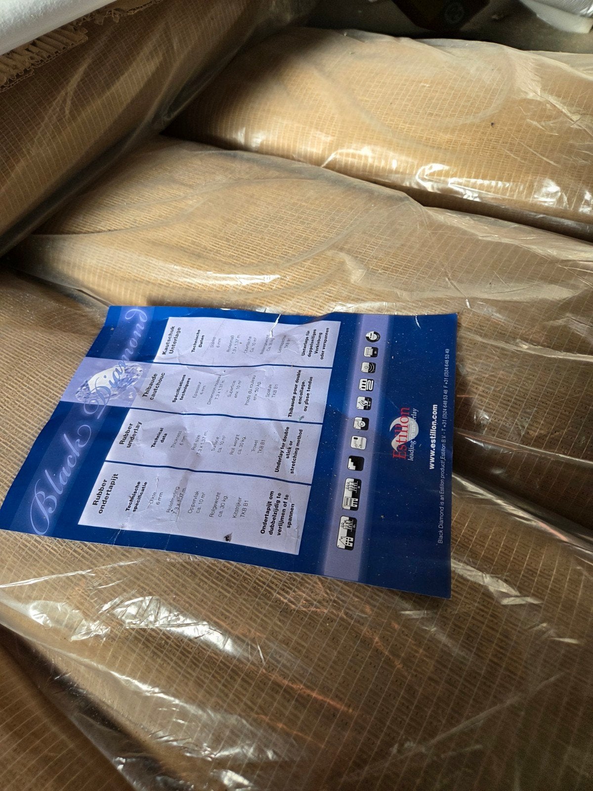 6 rollen ondertapijt Black Diamond 10m2 per rol, Ophalen of Verzenden, Nieuw