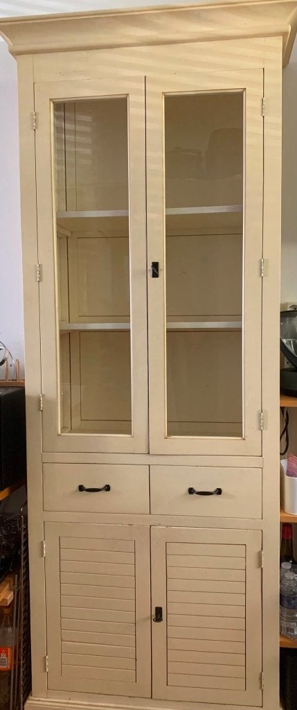 Vitrinekast GRATIS, Huis en Inrichting, Kasten | Vitrinekasten, Ophalen, Gebruikt, Met deur(en), 200 cm of meer