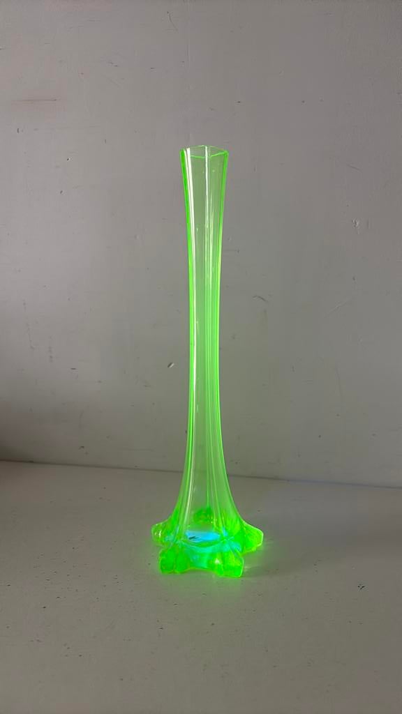 Lange smalle vaas - groen, Verzenden, Minder dan 50 cm, Groen, Glas