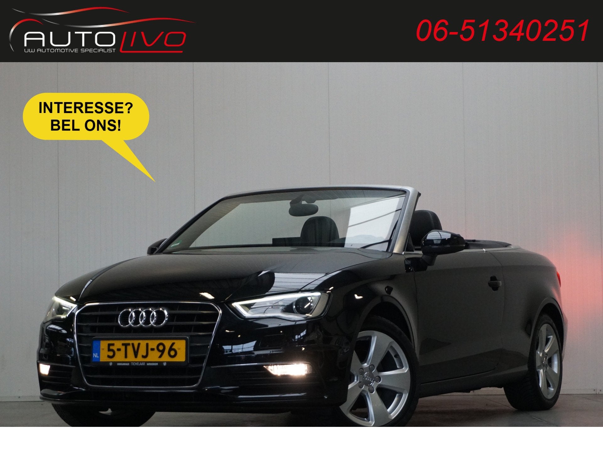 Audi A3 Cabriolet 1.4 TFSI CoD Ambition Pro Line Plus AUTOMA, Auto's, Audi, Gebruikt, 4 cilinders, Cabriolet, Zwart