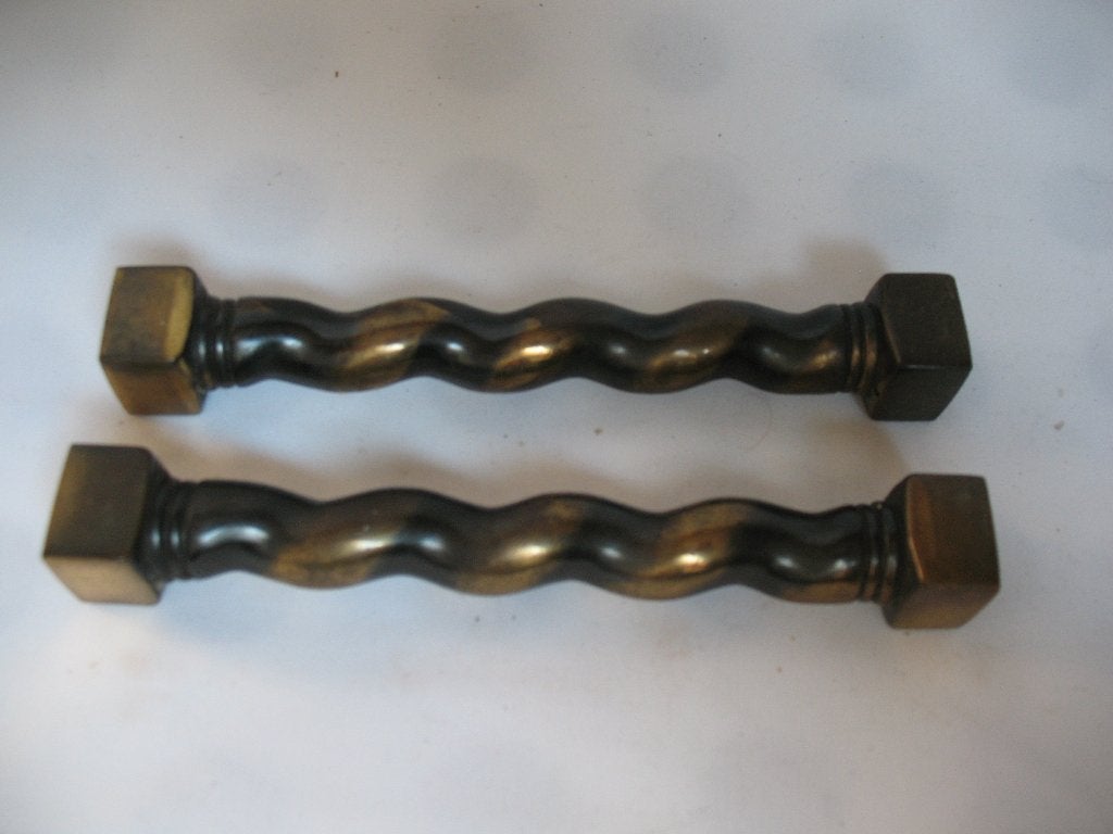 Set van 2 Antieke gedraaide pilaren Zaanse wandklok Vintage, Ophalen of Verzenden
