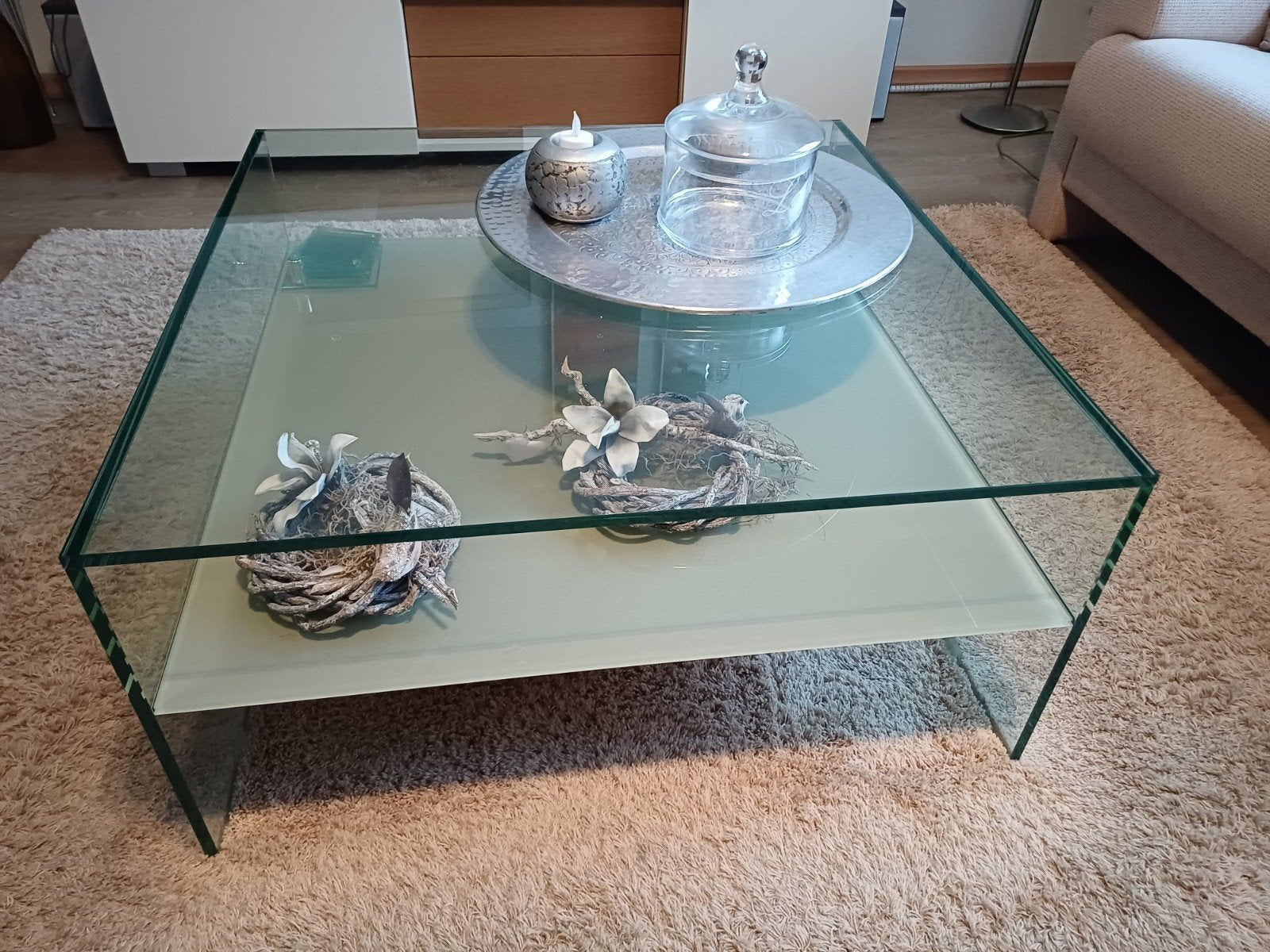 Glazen salontafel merk HELDERR, Huis en Inrichting, Tafels | Salontafels, Ophalen, 100 tot 150 cm, 50 tot 100 cm, Minder dan 50 cm