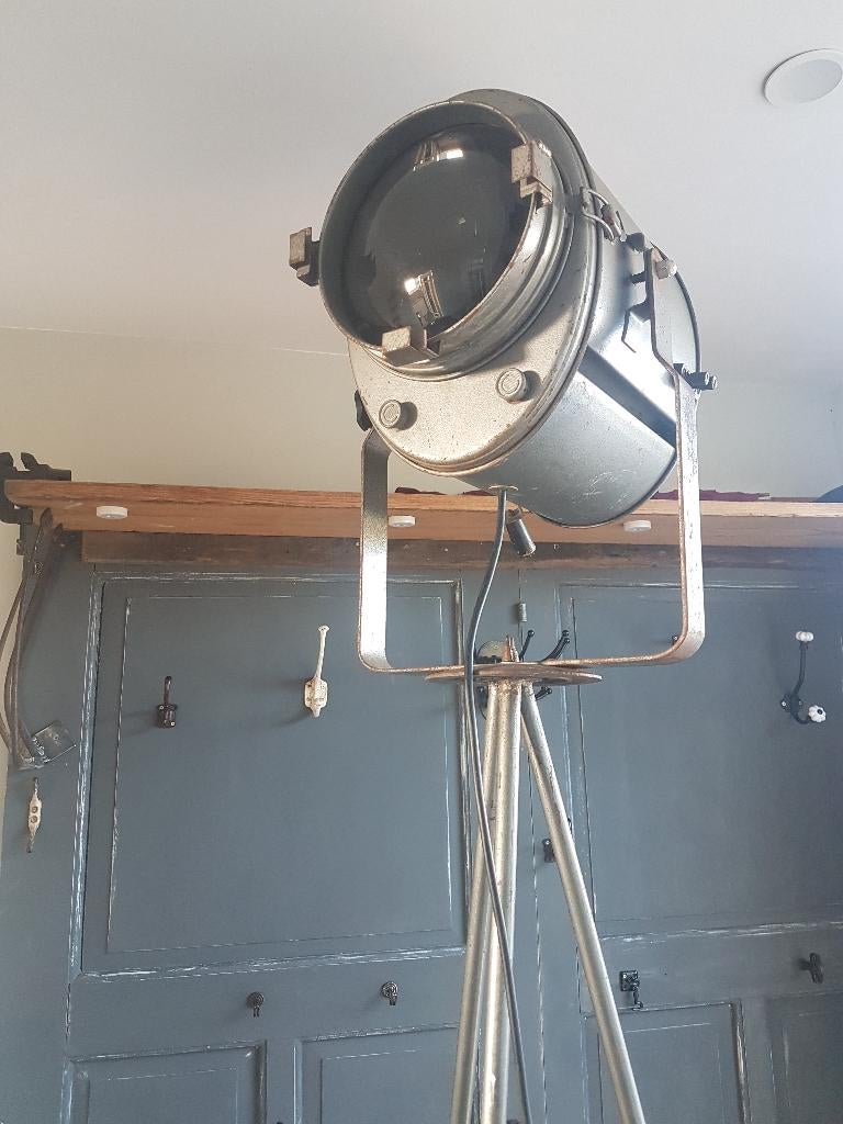 Driepoot industriele A.E. Cremer theaterspot xxl, Ophalen, Gebruikt, Glas, Retro vintage