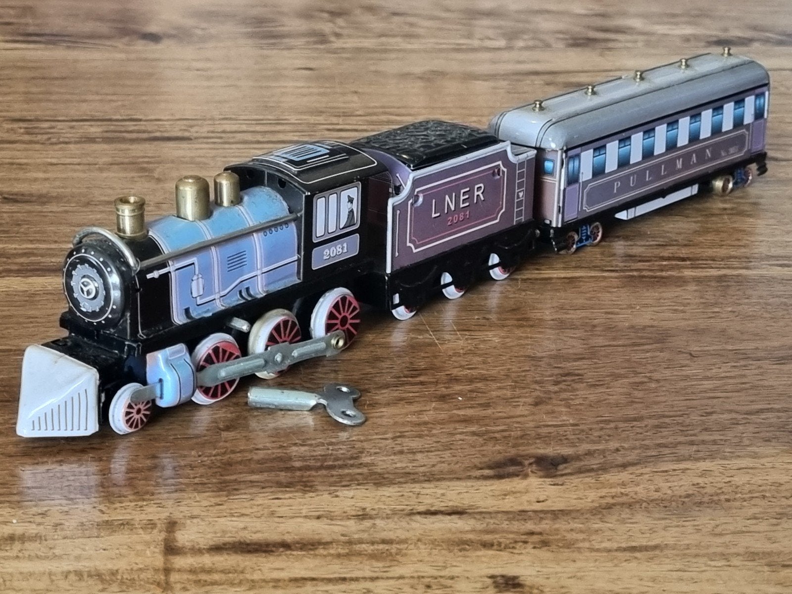Vintage blikken speelgoedtrein LNER 2081 met wagon, Ophalen of Verzenden, Gebruikt, Treinset, Overige merken